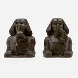 Ephraim Keyser, The Wireless (Egyptian Revival bookends, pair), c. 1914, patinated bronze