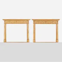 George III, Chimneypieces, pair, c. 1770, pine, fruitwood
