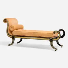 Regency, Recamier, c. 1820, gilt and lacquered beech, upholstery, brass