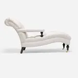 Las Palmas Collection Inc., Bolton chaise lounge, c. 2000, cotton blend upholstery, lacquered wood, brass