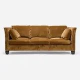 Dessin Fournir, Dupre sofa, c. 2000, velvet upholstery, stained walnut