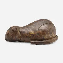 Cat footstool by Omersa & Company, c. 1965, leather, sold Oct 2024