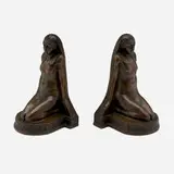 Max Peinlich, Egyptian Revival Sphinx bookends, pair, c. 1913, patinated bronze