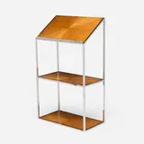 Theodore Alexander, Étagère, c. 2000, chrome-plated metal, curly maple