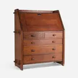 Writing desk by L. & J.G. Stickley from the Onondaga Shops, c. 1906, oak, steel, sold Oct 2024