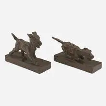 Edith Barretto Stevens Parsons, Walking Terrier and Running Terrier bookends, bronze
