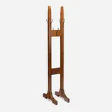 Gustav Stickley, Double costumer, curly maple, patinated brass