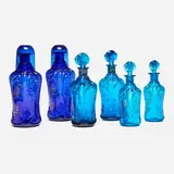 Antique, Collection of six Art Nouveau apothecary jars