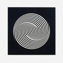 Marina Apollonio, Dinamica circolare 6Z+H O66, 1968-2010, enamel on wood and rotating mechanism