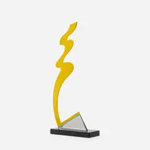 Yellow Trace by Gerald Laing, 1968, enameled aluminum, polished aluminum, sold Sep 2015