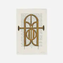 Untitled (Study for Amerika Series) by Tim Rollins & K.O.S., 1988-1989, watercolor and graphite on printed paper, sold Sep 2015