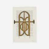 Untitled (Study for Amerika Series) by Tim Rollins & K.O.S., 1988-1989, watercolor and graphite on printed paper, sold Sep 2015