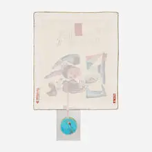 Red Heart (from 7 Characters) by Robert Rauschenberg, 1982, collage on paper with acrylic, silk, mirrored glass, sold Sep 2015