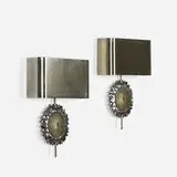 Maison Charles, sconces, pair, c. 1970, stainless steel, brass, chrome-plated brass
