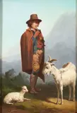 Andrea Cherubini, A Shepherd with Goats, oil on canvas