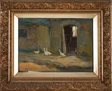W.A. Stewart, At the Stable Door, oil on canvas