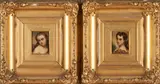 A Pair of Miniature Portraits, The Brunette and the Blonde by Continental School, oil on panel, sold Jul 2024