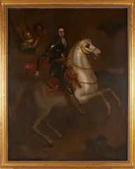 British School, Equestrian Portrait of King William III, Prince of Orange, oil on canvas