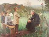 Jules-Alexis Muenier, The Catechism Lesson, oil on canvas