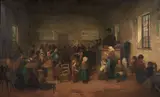 Antoine Édouard Joseph Moulinet, The Village School, oil on canvas