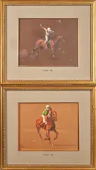 Enrique Castro, A Pair of Pastels Studies of South American Polo Players, mixed media with gouache, pastel, and pencil on paper