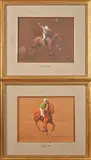 Enrique Castro, A Pair of Pastels Studies of South American Polo Players, mixed media with gouache, pastel, and pencil on paper