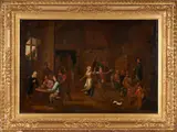 David Teniers the Younger, A Lively Tavern Scene with Dancers, Musicians, and Gamblers, oil on canvas