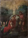 Spanish School, 19th Century, The Baptism of Christ, oil on panel