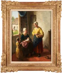 Bernard de Hoog, The Neighbour's Visit, oil on canvas