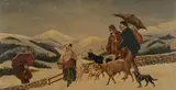 Mario Montelatici, Return from the Market, oil on board