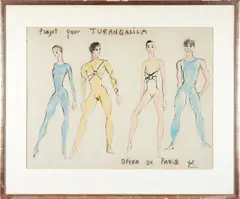 Yves Saint Laurent, Project Pour TURANGALILA, ink, watercolor, and pastel on paper