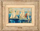 Jean de Botton, Boat Races in Newport, oil on canvas mounted to board