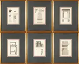 George Marshall, A Set of Six Architectural Engravings from Les Edifices Antiques de Rome Dessinés et Mesurés tres Exactement par Antoine Desgodetz, Architecte, copper engraving on paper