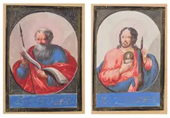 German School, St Thaddeus, and St Thomas, gouache and gold paint on paper