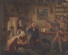 Evening prayers by British School, oil on canvas, sold Oct 2024