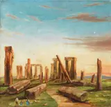 English Naïve School, Stonehenge, oil on canvas
