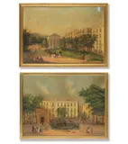 A view of Villa Reale, Naples; and a View of Villa Reale, Naples, with the Temple of Virgil by Italian School, oil on canvas, offered Jul 2024