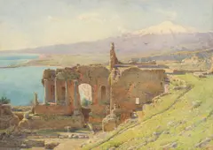 Ernest Arthur Rowe, Taormina, watercolour