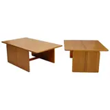 Afra Scarpa and Tobia Scarpa, Two Artona Coffee Tables, for Maxalto, walnut with ebony inlay, apparently unmarked
