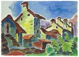 Häuser im Tessin by Karl Schmidt-Rottluff, 1953, Aquarell und Tuschpinsel auf Velin (Wasserzeichen: PMFabriano (1940)), sold Dec 2007
