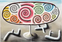 Andreas Schulze, Ohne Titel, 1986, Diptychon: Acryl auf Nessel