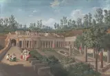 Jakob Philipp Hackert, Die Villa des Diomedes in Pompeji, 1793, Gouache auf Papier, auf festem Karton aufgezogen