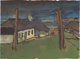 Emil Nolde, Friesische Bauernhäuser und Wäschestangen“. 1920er-Jahre