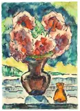 Rosa Dahlien by Karl Schmidt-Rottluff, 1965, Aquarell und Tuschpinsel auf Velin, sold Jun 2012
