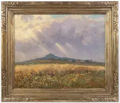 Karel Langer, Summer Landscape with Clouds, 20th century, oil on canvas