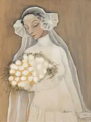 Milada Marešová, Bride, 1930, tempera, oil, paper