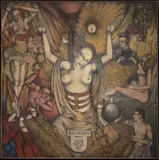 Oskar Pafka, Jurisprudentia, 1937, charcoal, watercolor, gold paint, paper on canvas