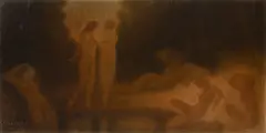 František Drtikol, Resting in a Garden, 1946, oil on plywood