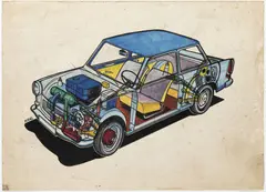 Václav Král, Automobile N.5, 1968, watercolour, indian ink, paper