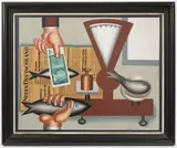 Hans Ticha, Fishmonger'S, 1971-1972, oil on cardboard with collage